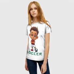 Женская футболка 3D Футболист soccer - фото 2