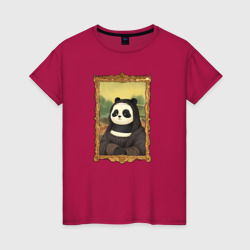Панда Мона Лиза – Женская футболка хлопок с принтом купить