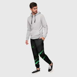 Мужские брюки 3D Спортивный черно-зеленый стиль - фото 2