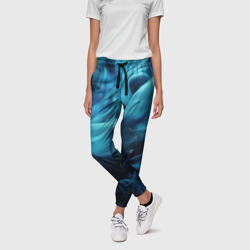 Синие абстрактные волны – Женские брюки 3D с принтом купить