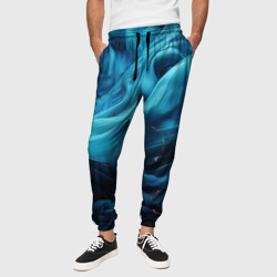Синие абстрактные волны – Мужские брюки 3D с принтом купить