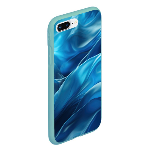 Чехол для iPhone 7Plus/8 Plus матовый с принтом Синие  абстрактные волны, вид сбоку #3