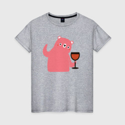 Мишка и винишко – Женская футболка хлопок с принтом купить со скидкой в -20%