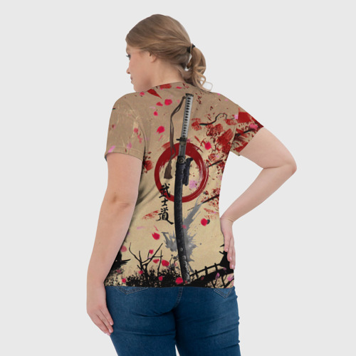 Женская футболка 3D с принтом Лепестки скауры Toyota, вид сзади #2