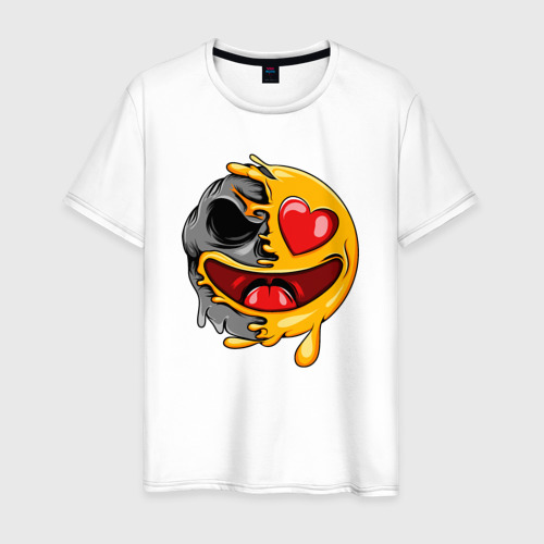 Мужская футболка из хлопка с принтом Love smile, вид спереди №1