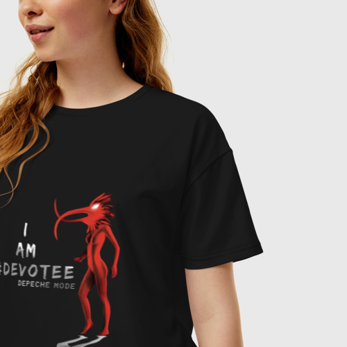 Женская футболка хлопок Oversize с принтом Depeche Mode - I am devotee, фото на моделе #1