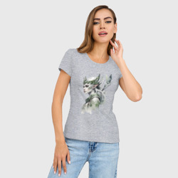 Женская футболка хлопок Slim Лесная  акварельная эльфийка - фото 2