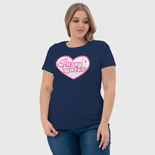 Женская футболка хлопок Pussy eater, цвет темно-синий - фото 6