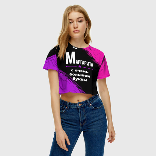 Женская футболка Crop-top 3D Маргарита: с очень большой буквы, цвет 3D печать - фото 4