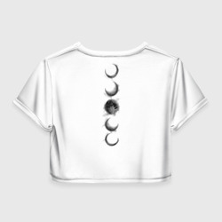 Топик (короткая футболка или блузка, не доходящая до середины живота) с принтом Бтс чимин арт для женщины, вид сзади №1. Цвет основы: белый