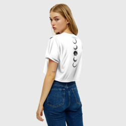 Топик (короткая футболка или блузка, не доходящая до середины живота) с принтом Бтс чимин арт для женщины, вид на модели сзади №2. Цвет основы: белый