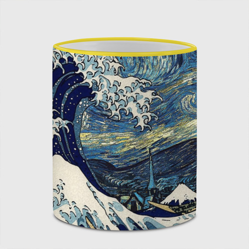 Кружка с полной запечаткой Большая волна в Канагаве - Ван Гог, цвет Кант желтый - фото 4