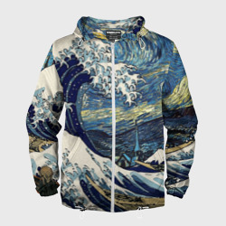 Мужская ветровка 3D Большая волна в Канагаве - Ван Гог