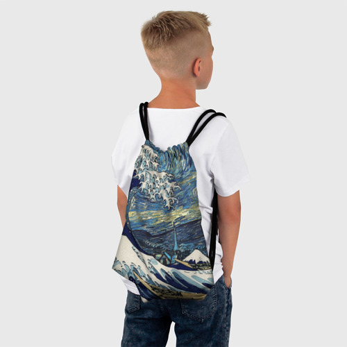 Рюкзак-мешок 3D Большая волна в Канагаве - Ван Гог - фото 4