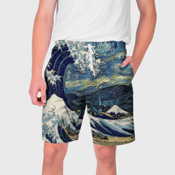 Мужские шорты 3D Большая волна в Канагаве - Ван Гог