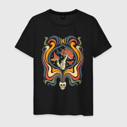 Психоделика с черепом и мухоморами – Мужская футболка хлопок с принтом купить со скидкой в -20%