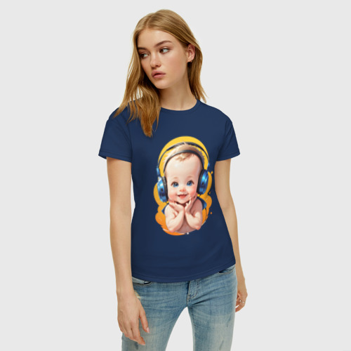 Женская футболка хлопок Мой малыш, цвет темно-синий - фото 3