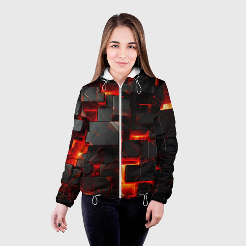 Женская куртка 3D Неоновые квадратики, цвет белый - фото 3