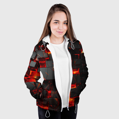 Женская куртка 3D Неоновые квадратики, цвет белый - фото 4