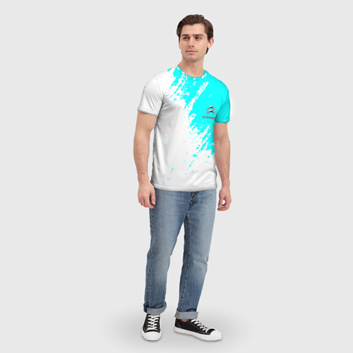 Мужская футболка 3D Citroen краски голубой, цвет 3D печать - фото 5