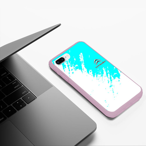 Чехол для iPhone 7Plus/8 Plus матовый Citroen краски голубой, цвет розовый - фото 5