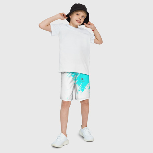 Детские спортивные шорты 3D Citroen краски голубой, цвет 3D печать - фото 3