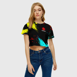 Женская футболка Crop-top 3D Suzuki краски абстрактные - фото 2