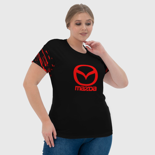 Женская футболка 3D Mazda краски красные штрихи, цвет 3D печать - фото 6