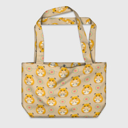 Пляжная сумка 3D Хомяк и цветок