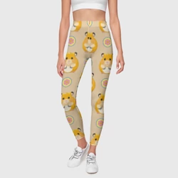 Леггинсы 3D Хомяк и цветок - фото 2