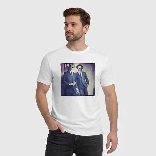 Мужская футболка хлопок с принтом Поэты, фото на моделе #1