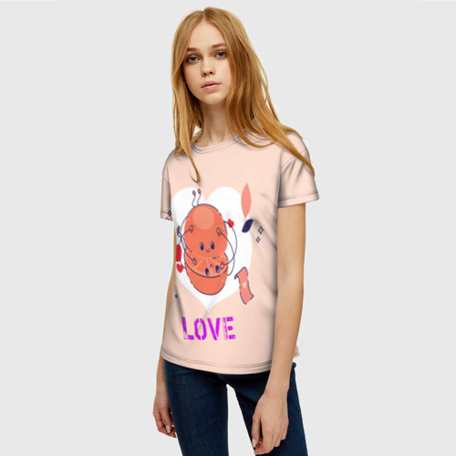 Женская футболка 3D Влюбленные мандаринки, цвет 3D печать - фото 3