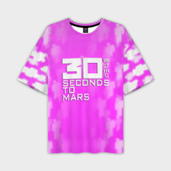 Мужская футболка oversize 3D 30 seconds to mars pink