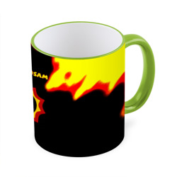Кружка с полной запечаткой Serious Sam лого краски с огнём