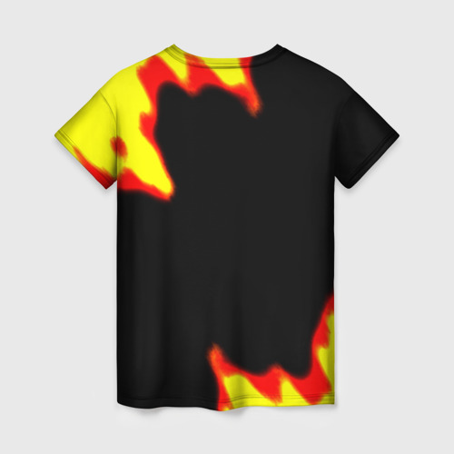 Женская футболка 3D с принтом Serious Sam лого краски с огнём, вид сзади #1