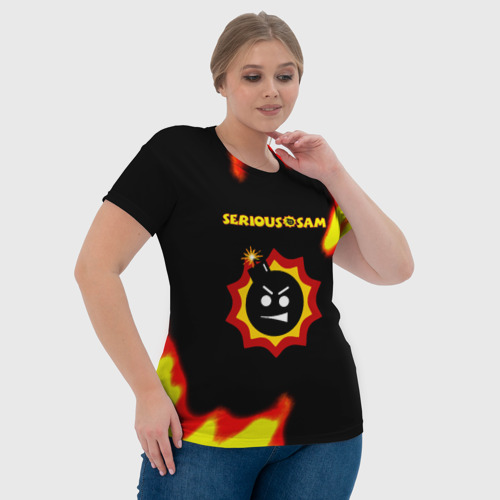 Женская футболка 3D с принтом Serious Sam лого краски с огнём, фото #4