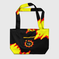 Пляжная сумка 3D Serious Sam лого краски с огнём