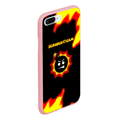 Чехол для iPhone 7Plus/8 Plus матовый с принтом Serious Sam лого краски с огнём, вид сбоку #3
