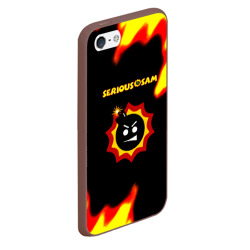 Чехол для iPhone 5/5S матовый Serious Sam лого краски с огнём - фото 2