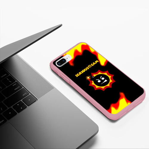 Чехол для iPhone 7Plus/8 Plus матовый с принтом Serious Sam лого краски с огнём, фото #5