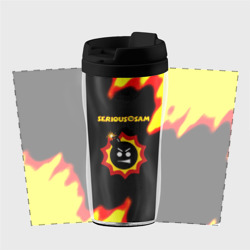 Термокружка-непроливайка Serious Sam лого краски с огнём - фото 2