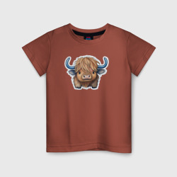 Шотландский волосатый бык – Детская футболка хлопок с принтом купить со скидкой в -20%