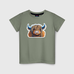 Шотландский волосатый бык – Детская футболка хлопок с принтом купить со скидкой в -20%