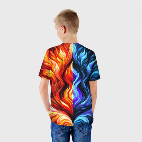Детская футболка 3D с принтом Два огня, вид сзади #2