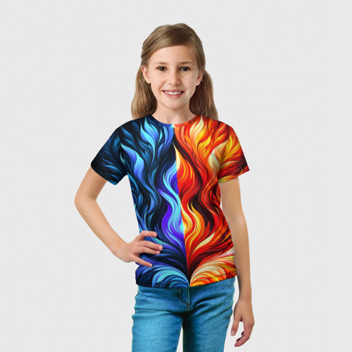 Детская футболка 3D с принтом Два огня, вид сбоку #3