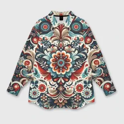 Женская рубашка oversize 3D Словенский паттерн