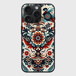 Чехол силиконовый для Apple iPhone 15 Pro матовый Словенский паттерн