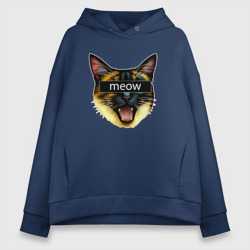 Женское худи Oversize хлопок Кот meow стикер