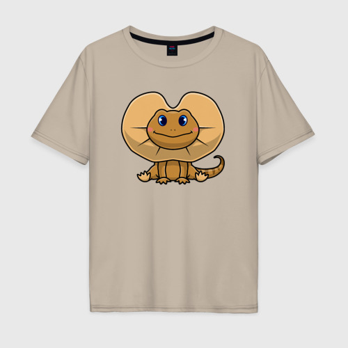 Мужская футболка хлопок Oversize с принтом Ящерица с капюшоном, вид спереди #2