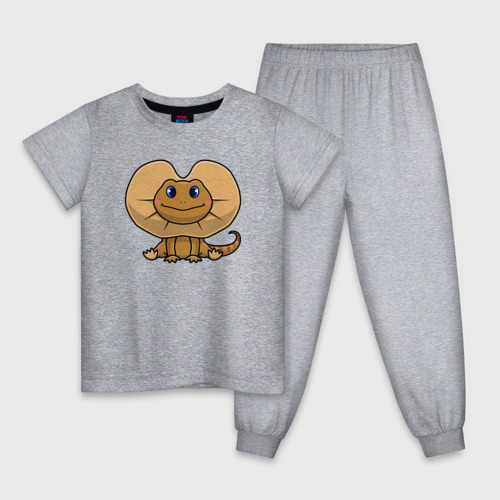 Детская пижама хлопок с принтом Ящерица с капюшоном, вид спереди #2